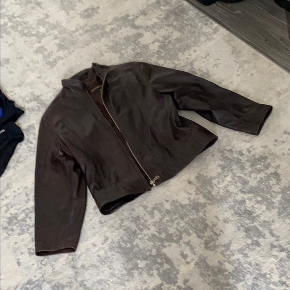 Italian designer Tailored brown leather jacket